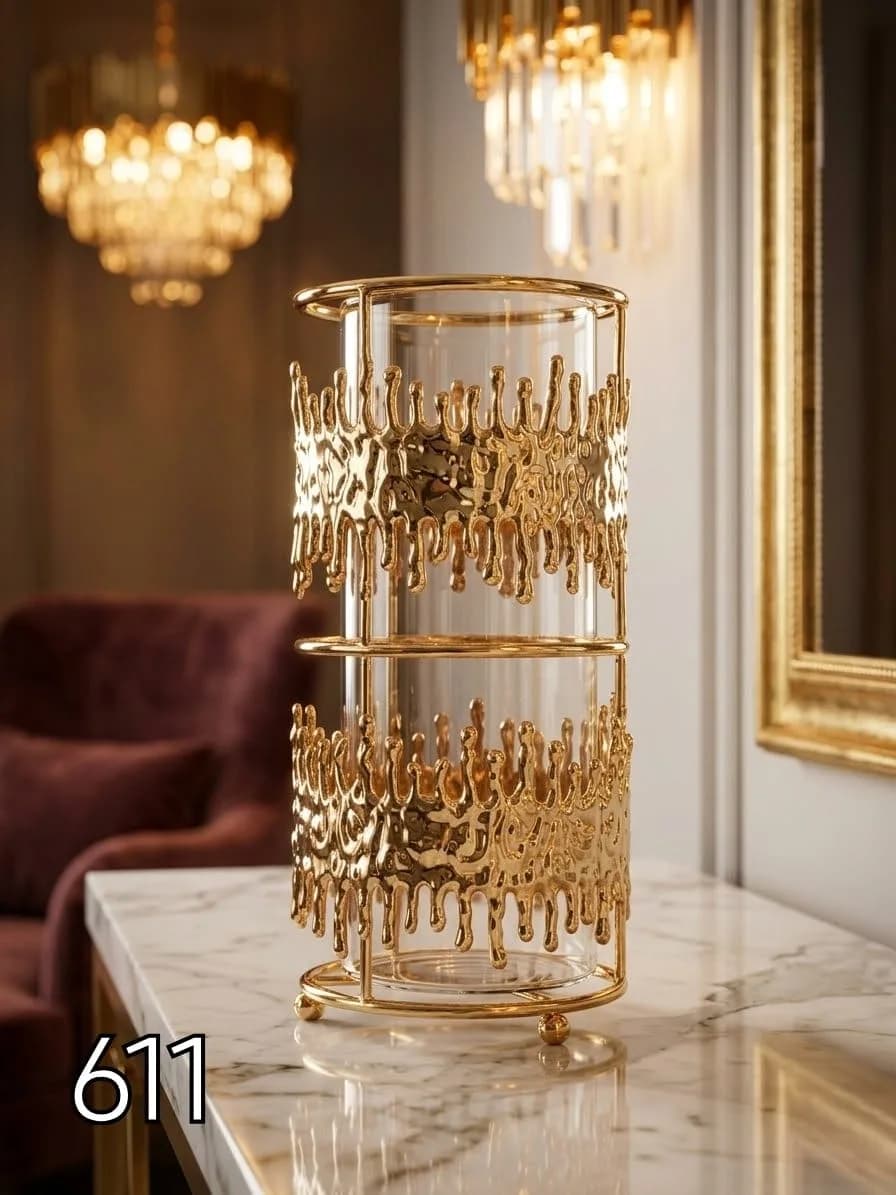 شمعدان معدن*زجاج